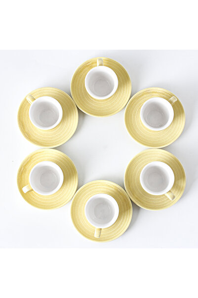 sharpdo 12-Piece Kiln Variable Glaze Process Round Linear Ceramic 100 ml Cup And Saucer