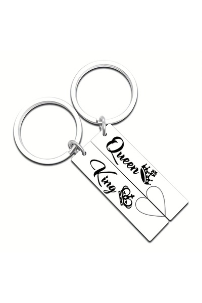 Choice 1 2 قطعة/مجموعة من سلاسل المفاتيح المصنوعة من الفولاذ المقاوم للصدأ على شكل تاج الملك والملكة للهدايا للعشاق