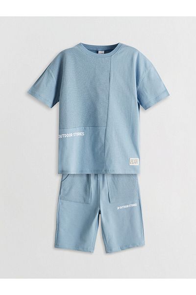 LC Waikiki Crew Neck Printed Boys' T-Shirts and Shorts 2-Piece