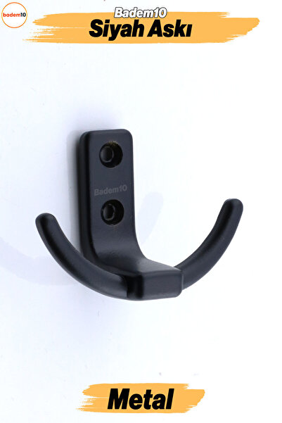 Badem10 Çapa Askı Siyah Dolap Askılık Askılığı Duvar Vestiyer Banyo Mutfak El...