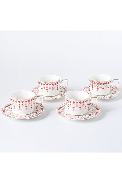 sharpdo English Four Cups And Four Saucers Tea Set Ceramic Cups And Saucer Set