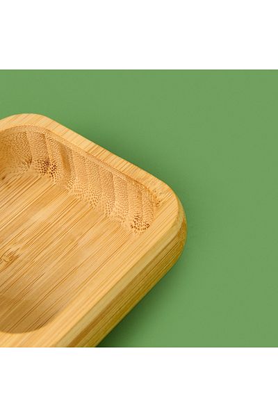 MİEN Mien Set of 3 Square Bamboo Snack Bowls - Brown - 9.5 cm