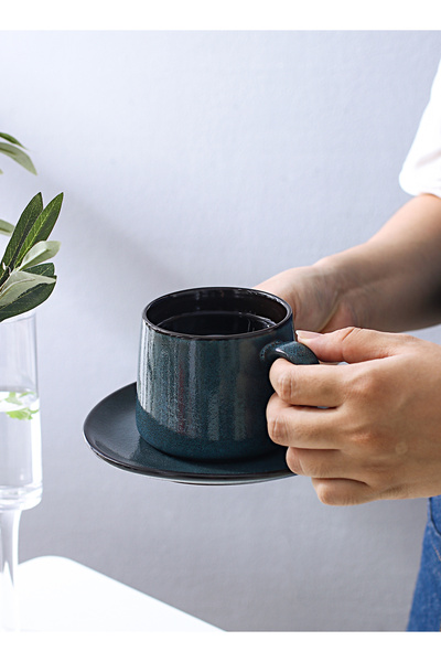 sharpdo Ceramic Cup And Saucer Kiln Glaze Changing Process Four Pieces Cups And Saucers