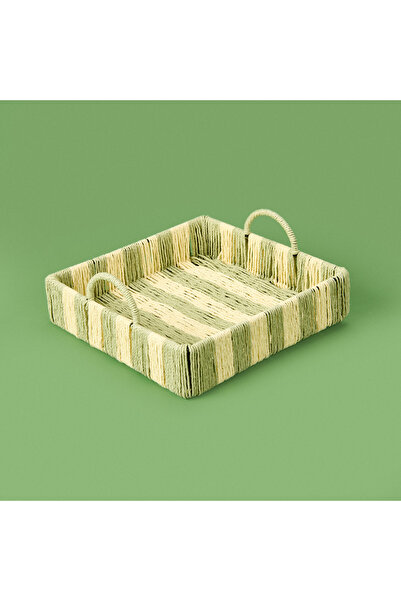 Evidea Deco Acerra Dekoratif Tepsi - Yeşil / Krem - 22x22x5 cm