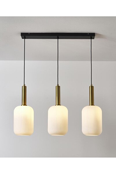 habek avize retro rustik  sıralı üçlü opal  camlı  sarkıt  masa üstü avize 60...