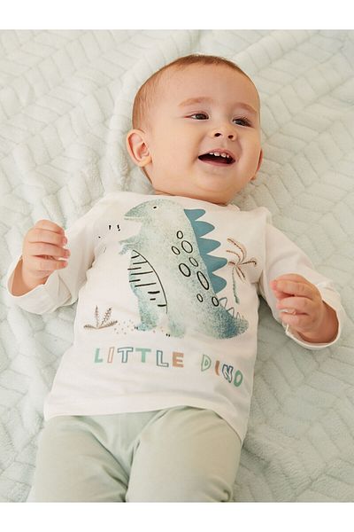 LC Waikiki Dinosaur Printed Baby Boy Pajama Set