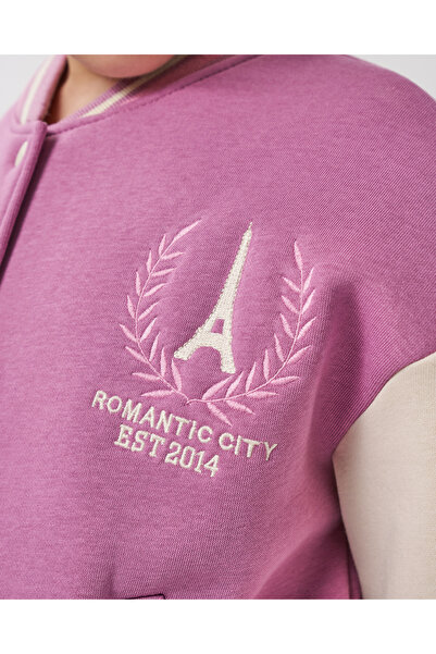 Minipodyum Κοριτσίστικο μπουφάν College Bomber με στάμπα και κέντημα με σύνθημα Paris