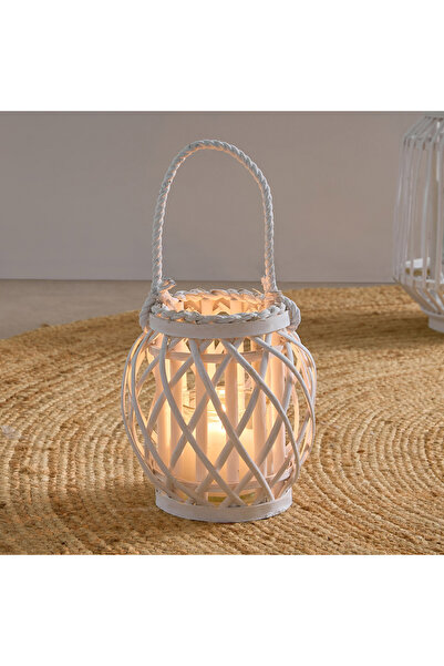Home Box فانوس طبيعي من خشب الصفصاف من فيرا-ويلا - 14×14×21 سم
