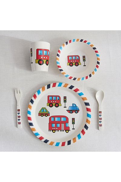 erorex Vehicle 5-Piece Bamboo Dinner Set