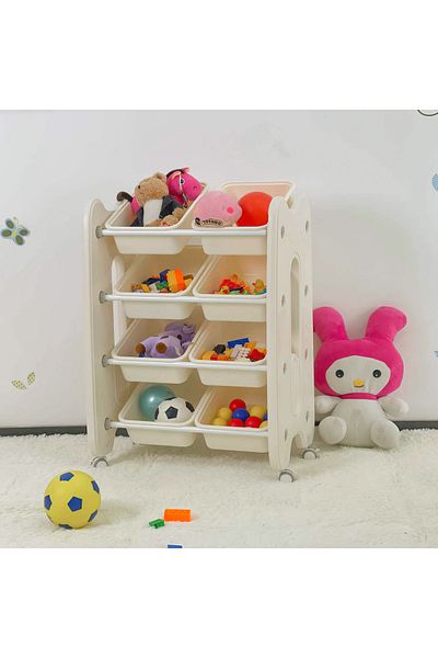 erorex Iris Kinder 4-Tier Portable Toy Organiser with 8 Boxes