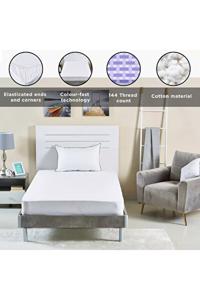 erorex Ballina Solid Cotton Twin Fitted Sheet - 120x200+33 cm