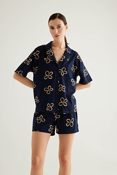 Hays Kadın Pamuklu Kısa Kollu Gömlek Pijama Üstü