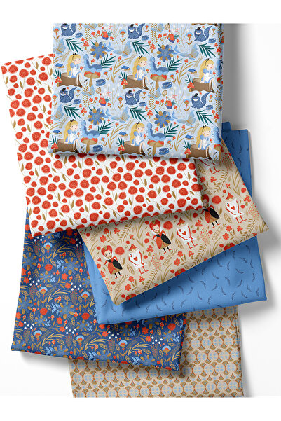 FabricMarket 6 Adet 50x50 cm %100 Pamuk Patchwork Kumaş Seti – Dikiş ve El İşi İçin