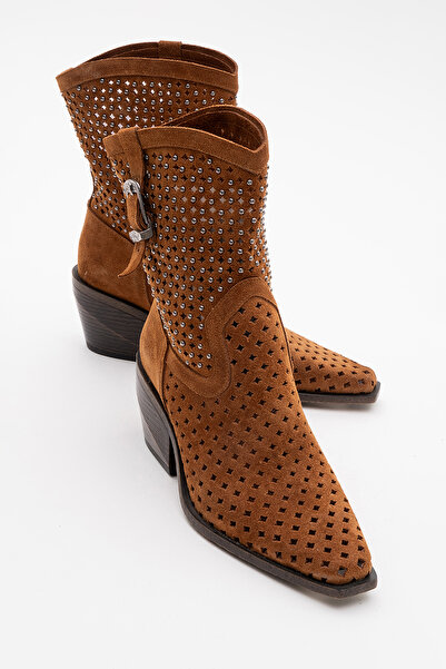 Zeynep Sıradağlı حذاء نسائي من Alkadra مصنوع من الجلد الطبيعي بلون أسمر من جل...