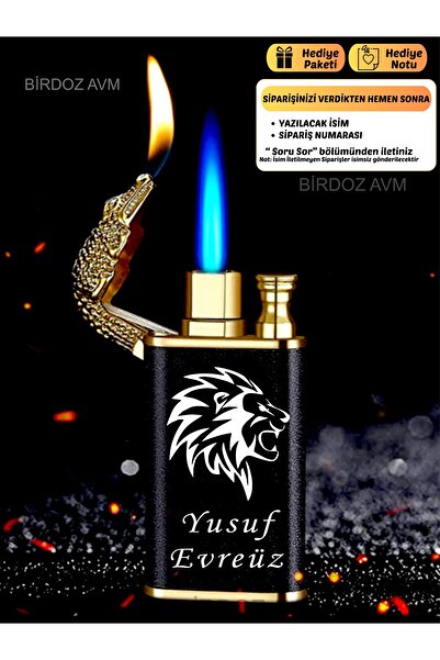 birdoz avm Kişiye Özel İsimli ASLAN Tasarım Hediyelik Çift Ateşli Çakmak