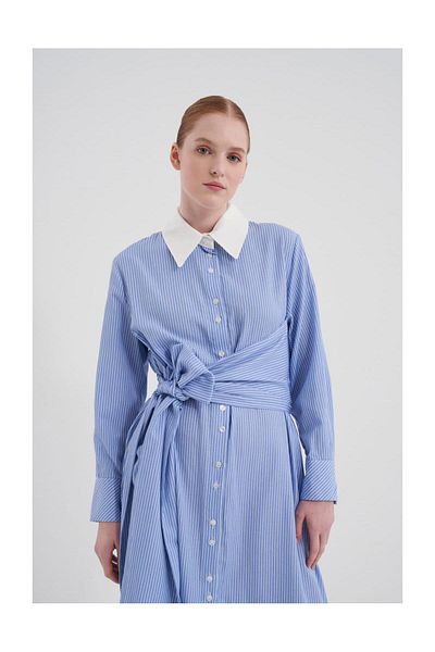 FUSHYA Rochie cu dungi cu dantelă