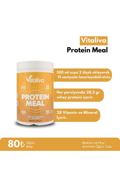 Vitaliva Vitamins Vitaliva Whey Protein Banana Flavored Lunch Powder - Biscuit