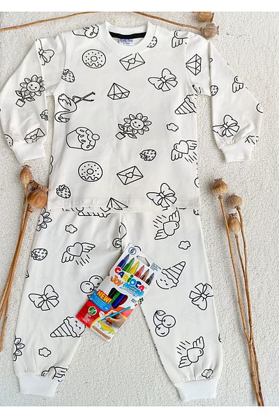 Bilge Trend SET DE PIGAMA PENTRU FATA BAIETEL, 6 CULORI, creioane lavabile, CADOU