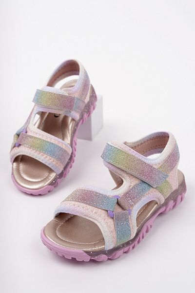 MUGGO Elon Daily Girls' Sandals with Velcro and Glitter