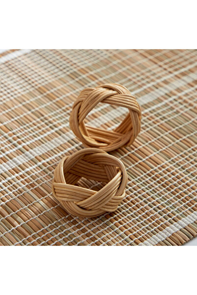 erorex Vejile 2-Piece Rattan Napkin Ring Set - 5 cm