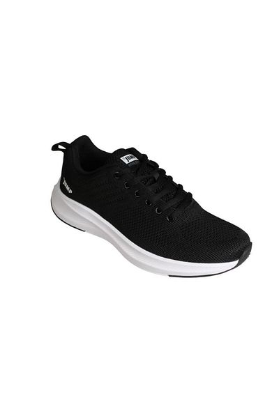 Jump Men's Black Gray Double Knitted Mesh Memory Comfortable Thick Sole Walking Sneacer Sports Shoes