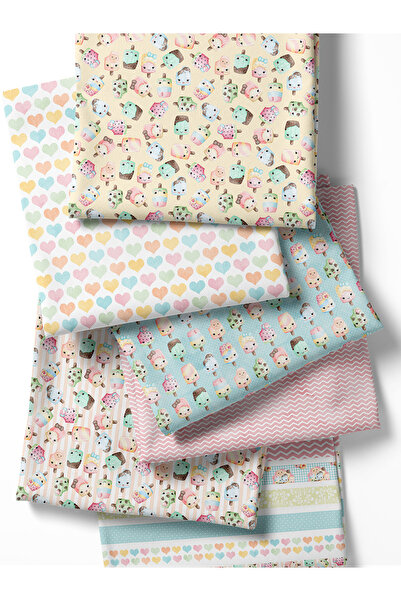 FabricMarket 6 Adet 50x50 cm %100 Pamuk Patchwork Kumaş Seti – Dikiş ve El İşi İçin