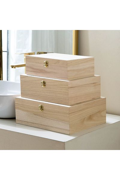 erorex Paulownia 3-Piece Wooden Box Set