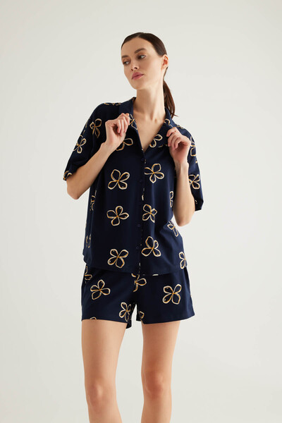 Hays Kadın Pamuklu Kısa Kollu Gömlek Pijama Üstü