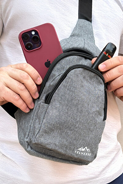 Telvesse Burgos Unisex 3-секційна водонепроникна сумка через плече з хрестоподібними ременями для щоденного використання M1 Сіра