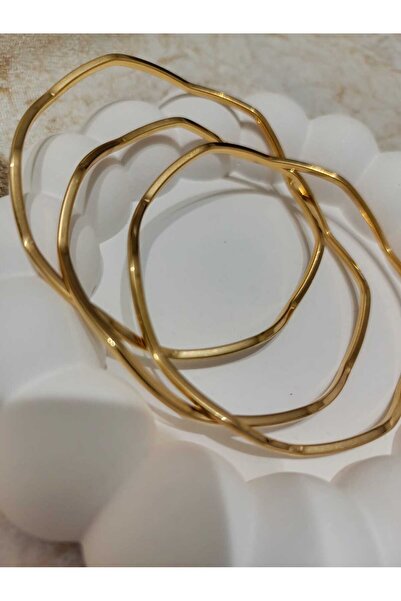 mdy accessory Unbreakable Steel 3-Piece Zigzag 6.5 Size Ajda Bracelet