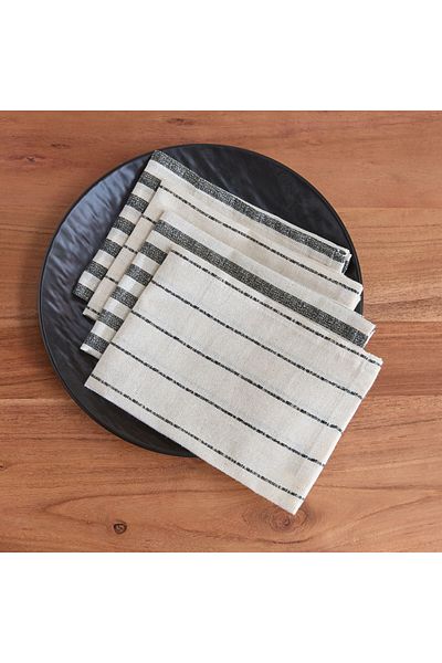 erorex Noir Stripe 4-Piece Napkin Set - 40x40 cm