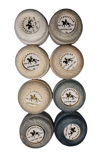 PeriStore Ulukardeşler (10 Gr - No.8) Cotton Like Etamin Cross Stitch 8-Piece Thread Set