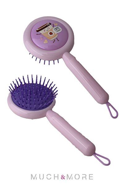 Much and More Karakterli Saç Açma Tarama Fırçası Pembe,yuvarlak Model (20 CM)