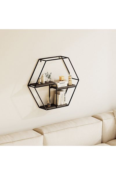 erorex Urban Hexagon 3-Tier Metal Shelf - 48x10x42 cm