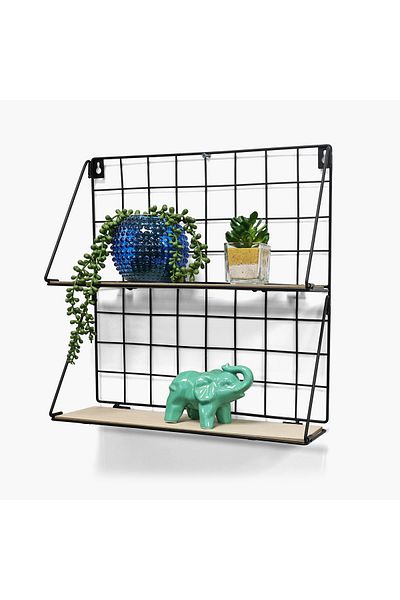 erorex Sera 2-Tier Foldable Wall Shelf with MDF Board - 40x12x41 cm
