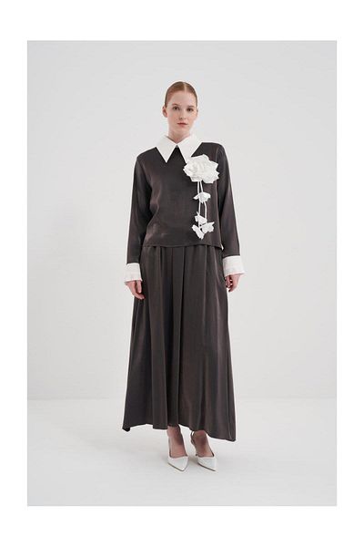 FUSHYA Rose Buckle Shirt Collar Double Set
