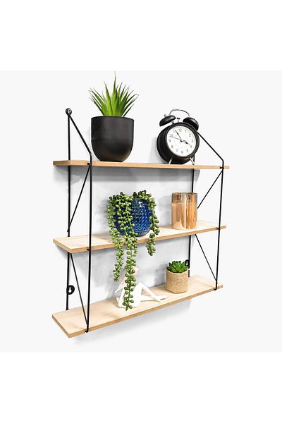 erorex Sera Tall 3-Tier Wall Shelf with MDF Board - 50x12x50 cm