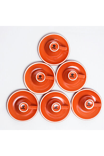 sharpdo 80ML Ceramic Coffee Cup And Saucer Set With Colored Glaze And White Edge