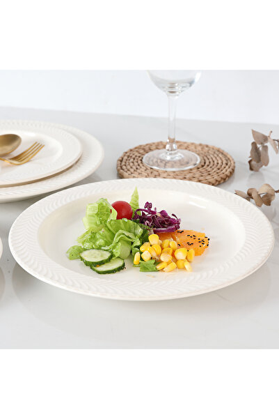 sharpdo 4pcs round ceramic plates set,with 2*8 inch plates and 2* 10 inch plates