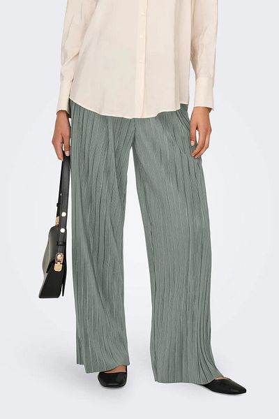 ONLY Women's Onlravenna Comfortable Fit Elastic Waist Pleated Pants 15318505   Green