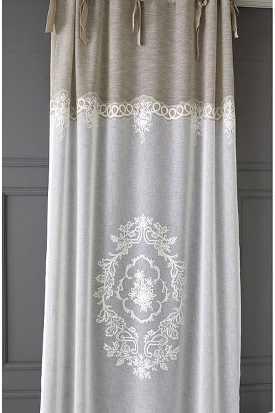 CASA NATURALE Linen Look Embroidered Panel Curtain 7461-02-028-01