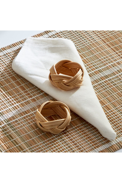 erorex Vejile 2-Piece Rattan Napkin Ring Set - 5 cm