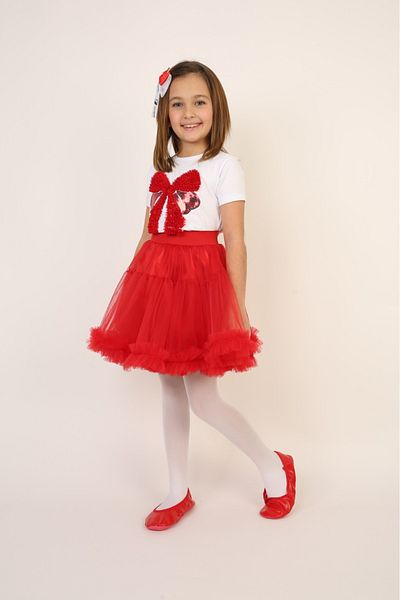 vyloo Girl- Floral Short Sleeve Badi and Short Tulle Skirt- 23 April Special Day Show Outfit