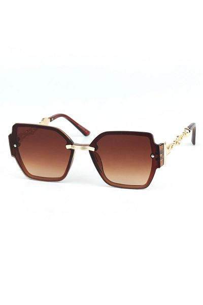 Di Caprio Women's Brown Uv400 Protected Geometric Model Sunglasses