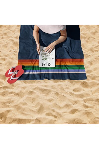 The Lucid Lab Retro Blue Beach Towel - Microfiber