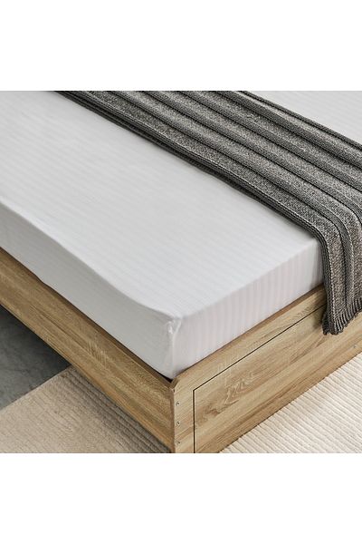 erorex Hamilton Striped Satin Cotton Single Fitted Sheet - 90x200+36 cm
