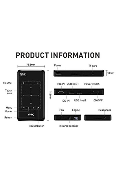 idragon s90 Mini Taşınabilir Projektör Android 9 100ANSI Lümen DLP Wifi 3D 1080P Dahili Pil Stereo Hoparlör