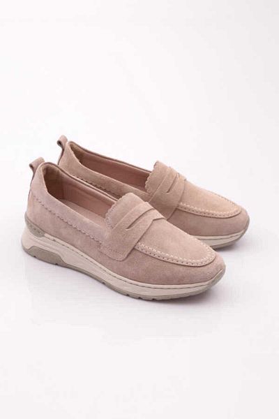 DGN Beige Suede Genuine Leather Comfortable Women's Shoes Dgn.P48-1512