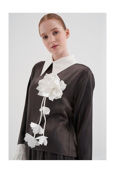FUSHYA Rose Buckle Shirt Collar Double Set