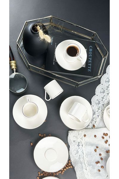 PORSER Lumina 4 Piece Coffee Cup Set Platinum Mesh